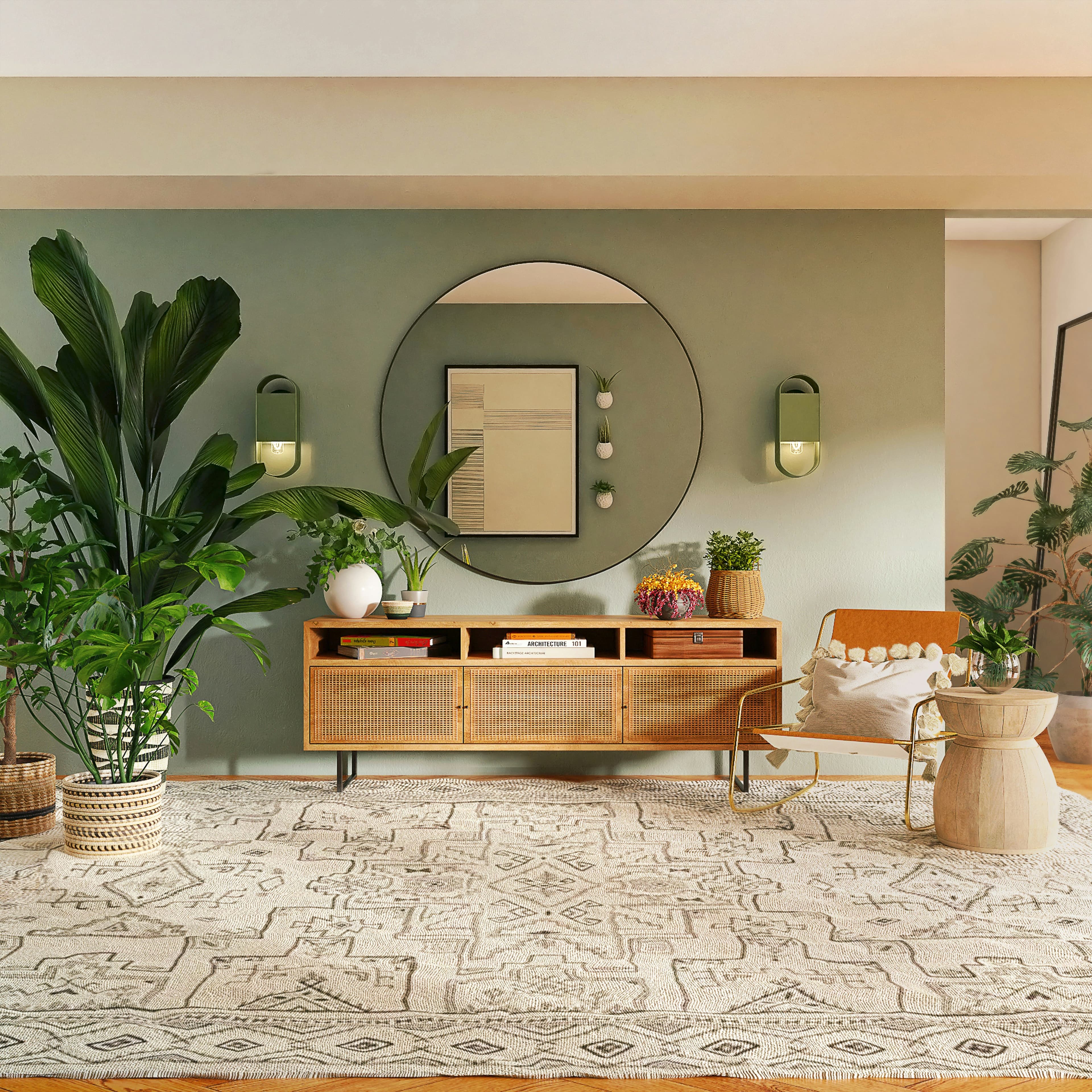 Rattan Media Console